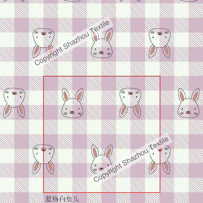 蓝格白兔头(Bluce lattice white rabbit head)